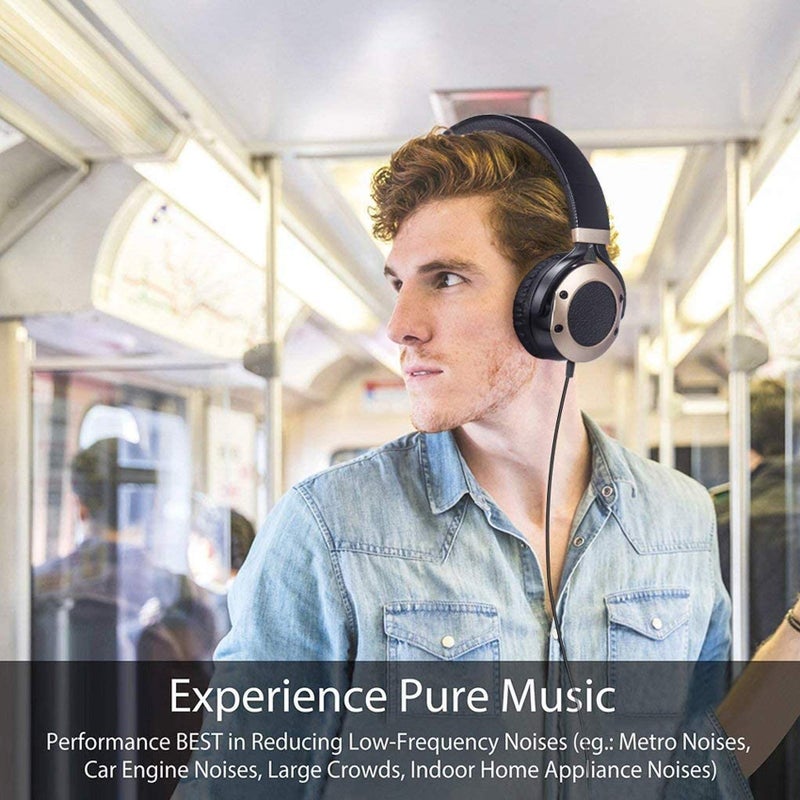 MONODEAL Active Noise Cancelling Headphones with Microphone and Airplane Adapter, Folding and Lightweight Travel Headsets, Hi-Fi Deep Bass Wired Headphones with Carrying Case - Image 5